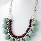 Turquoise stone bead necklace and earring set
