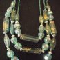 Blue Multi Layer Beaded Necklace with Earrings