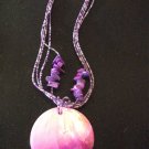 Purple Multi Layer Beaded Necklace Set with Pendant