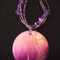 Purple Multi Layer Beaded Necklace Set with Pendant