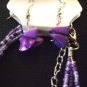 Purple Multi Layer Beaded Necklace Set with Pendant
