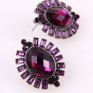Antique Silver Tone Metal Post Earrings With Acrylic