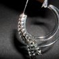 Silver Tone Metal Hoop Earrings With Crystal Rhinestone