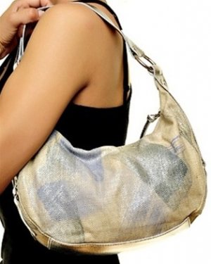 Beige and Blue Small Handbag