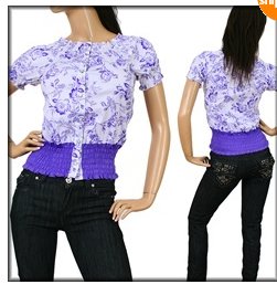 Purple and White Print Shirt MEDIUM, LARGE, X-LARGE