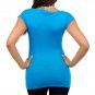 Blue Short Sleeve Blouse with Necklace SMALL, MEDIUM, LARGE