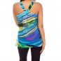 Sheer Lime Blue Print Sleeveless Blouse SMALL, MEDIUM, LARGE