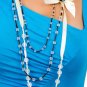 Blue Short Sleeve Blouse with Necklace SMALL, MEDIUM, LARGE