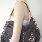 Black Large Handbag with Copper Tone Embroidery