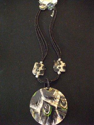 Blue Multi Stringed Pendant Necklace and Earring Set