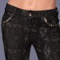 Black Print Jeans with Studded Pockets and Belt Loop SMALL, MEDIUM, LARGE