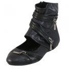 Black Ankle High Flats with side zipper closure  6.5