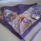 Hand Crafted  Bistro Cafe Apron purples floral NEW