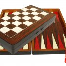 Walnut Backgammon/Chess Handmade Wood Set Large NEW FREE SHIPPING