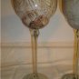 Beautiful Pair of Unique Beige Glass Candle Holders