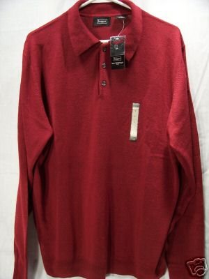 HAGGAR Cranberry Knit 3-button Pull-Over L/S Shirt, Size: Large, NWT