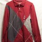 OLD NAVY~Mens L/S Polo Shirt~Gray/Maroon~Size S~NWT