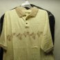 HAGGAR Mens Large, Bone Print Polo Shirt NWT
