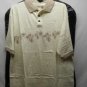 HAGGAR Mens Large, Bone Print Polo Shirt NWT