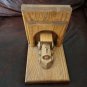 Vintage Wooden Oak Train Book Ends - Locomotive & Caboose Going Thru Tunnel