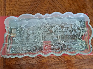 GORHAM North Pole Express Holiday Traditions 13-1/2" Crystal Train Server NIB
