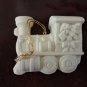 White Train Engine Christmas Ornament 3-1/4"x2-1/2"x1-3/4"