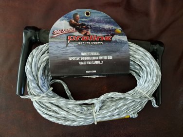 Ski Series 75 Foot Universal Waterski Rope Gray and White with Black Handle NI