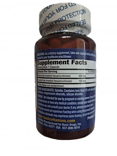 Basic Vitamins Niacin Flush Free 60 Caps 500 mg