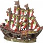 Penn-Plax Striped Sail Shipwreck Aquarium Decoration Ornament Colorful Red and White Design