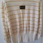 PETER POPOVITCH Women's Beige/Gold Stripes Size L Top