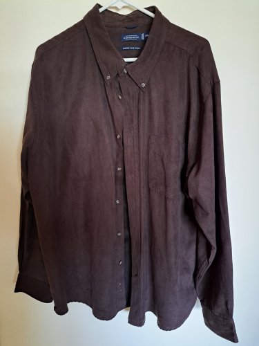 Consensus Luxury Faux Suede Button Front Shirt Men's size XXL Brown Pre-Owned