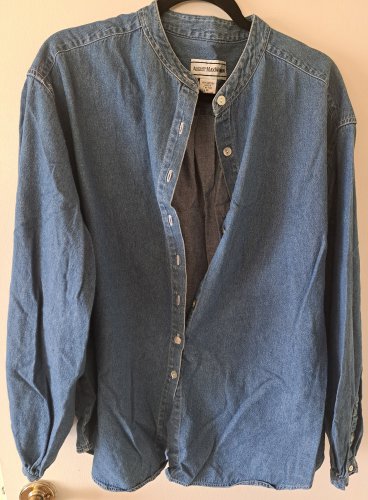 AUGUST MAX WOMEN Blue Jean Size 1X Blouse/Jacket Pre-Owned (Like New)