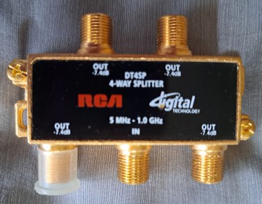RCA High-Performance Gold Plated 4-Way Digital Splitter 5MHz - 1.0GHz DT4SP