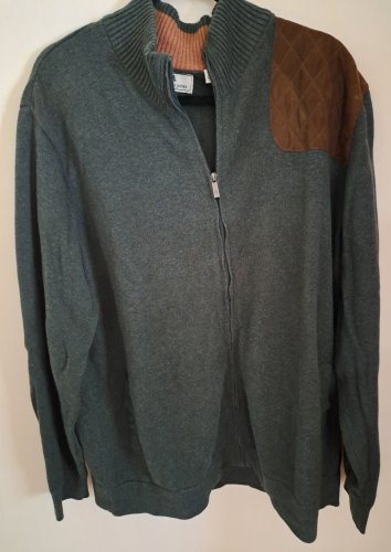 Southern Pines Full Zip 100% Cotton Sweater Mens 2XL Green W/ Brown Pre-Owned (Like New)