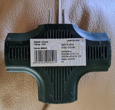 Heavy-Duty Grounded Triple Tap Green Adapter