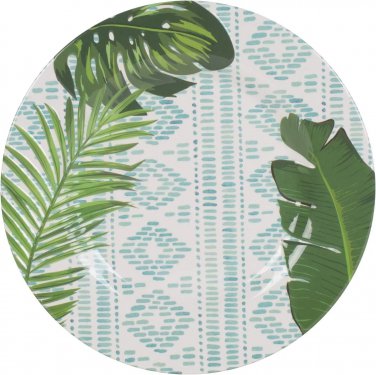 Fitz and Floyd Tropical Fun Melamine Leaf & Blue Pattern Salad Plate, 9.25-inch