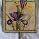 IRIS Flower Metal Hanging Plaque W/ Hook 7*x4"x1-1/2" NI