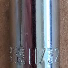 Vintage CHROME VANADIUM 11/32" SAE, 1/4-Inch Drive, 6-Point Shallow Socket