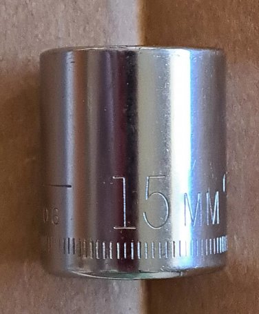 Vintage CRAFTSMAN Shallow Socket, Metric, 3/8" Drive, 15mm, 12-Point (G-44306)