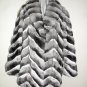 66733r(LADIES STUNNING NATURAL CANADIAN CHINCHILLA HALF SKIN CHEVRON JACKET) - SIZE 14