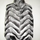 66735r(LADIES STUNNING NATURAL CANADIAN CHINCHILLA HALF SKIN CHERVON VEST (SIZE 12)