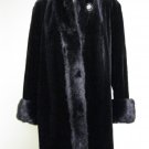 LADIES BLACK SHEARED US MINK STROLLER WITH LONG HAIR MINK TRIM - DND103 (SIZE XL)