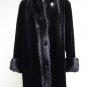 LADIES BLACK SHEARED US MINK STROLLER WITH LONG HAIR MINK TRIM - DND103 (SIZE XL)