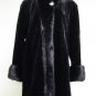 LADIES BLACK SHEARED US MINK STROLLER WITH LONG HAIR MINK TRIM - DND103 (SIZE XL)