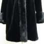 LADIES BLACK SHEARED US MINK STROLLER WITH LONG HAIR MINK TRIM - DND103 (SIZE XL)