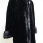 LADIES BLACK SHEARED US MINK STROLLER WITH LONG HAIR MINK TRIM - DND103 (SIZE XL)