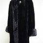 LADIES BLACK SHEARED US MINK STROLLER WITH LONG HAIR MINK TRIM - DND103 (SIZE XL)
