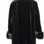 LADIES BLACK SHEARED US MINK STROLLER WITH LONG HAIR MINK TRIM - DND103 (SIZE XL)