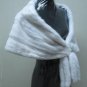 LADIES WHITE MINK SCARF/WRAP WITH FRINGE AT FRONT CLOSING -65608 (SIZE M)