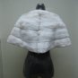 LADIES WHITE MINK SCARF/WRAP WITH FRINGE AT FRONT CLOSING -65608 (SIZE M)
